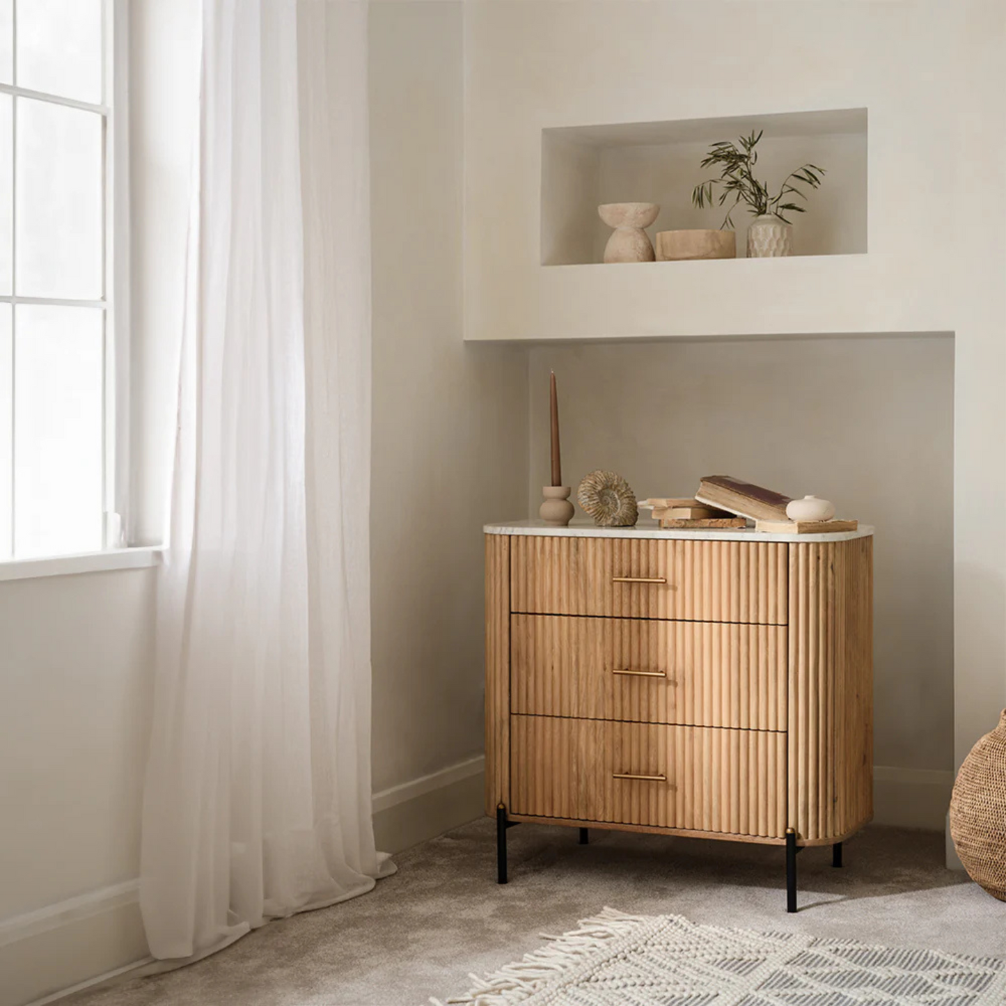 Elegant 3-Drawer Nightstand Chest